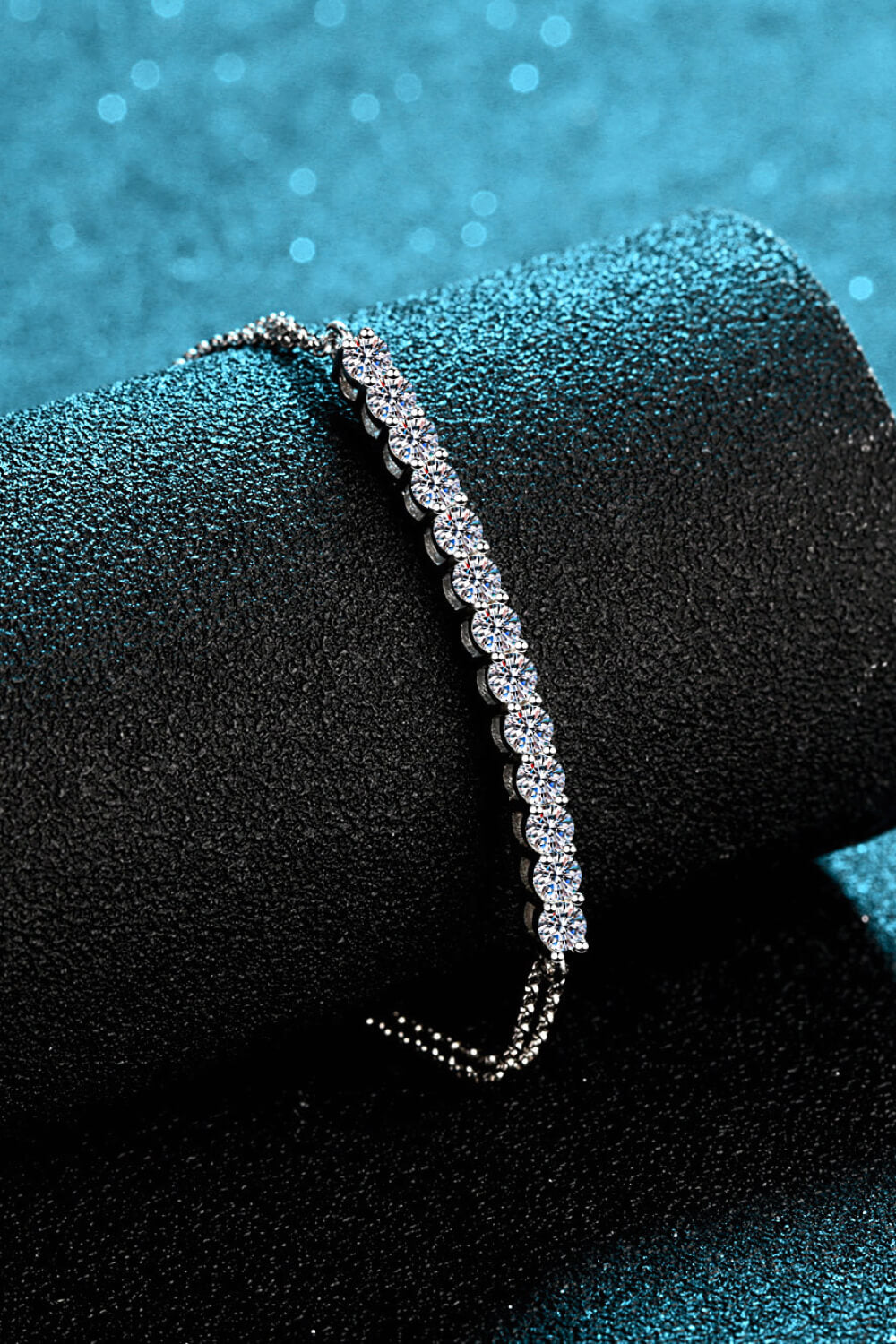 Adored Moissanite Sterling Silver Bracelet on display