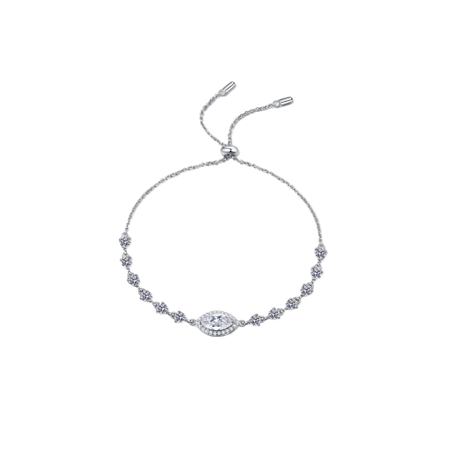 1 Carat Moissanite Sterling Silver Bracelet white