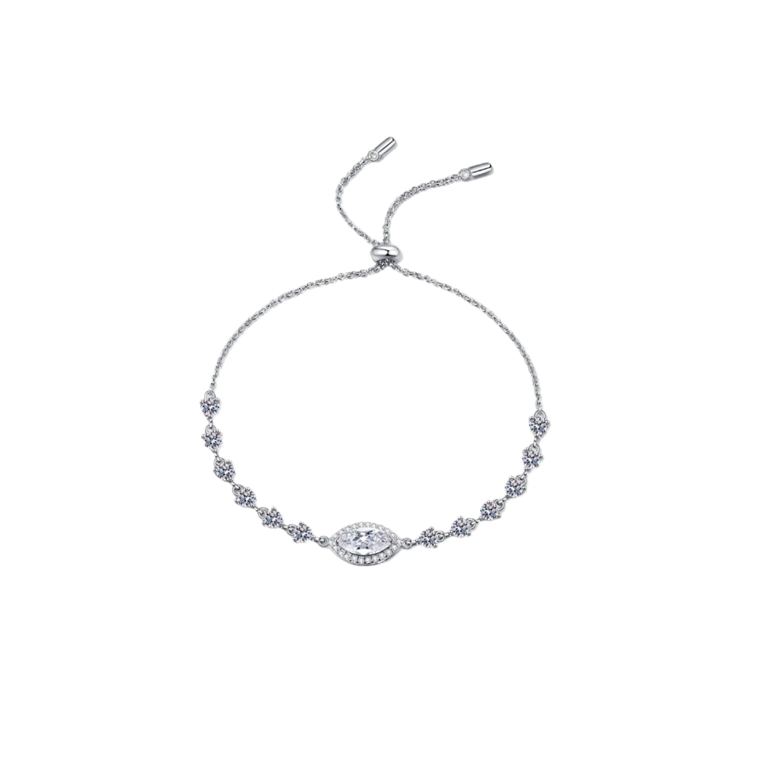 1 Carat Moissanite Sterling Silver Bracelet white