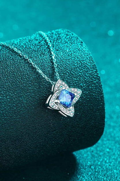 1 Carat Moissanite Floral Pendant Necklace on display