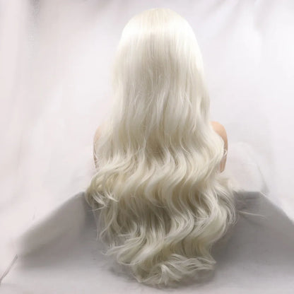 White Synthetic Long Wavy Wig 24"