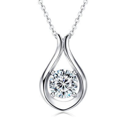 2 Carat Moissanite 925 Sterling Silver Pendant Necklace