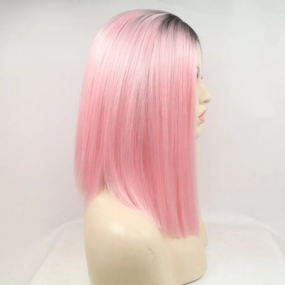 Pink Synthetic Mid-length Straight Wig 12"