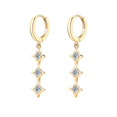 Moissanite 18K Gold-plated Geometric Shape Earrings