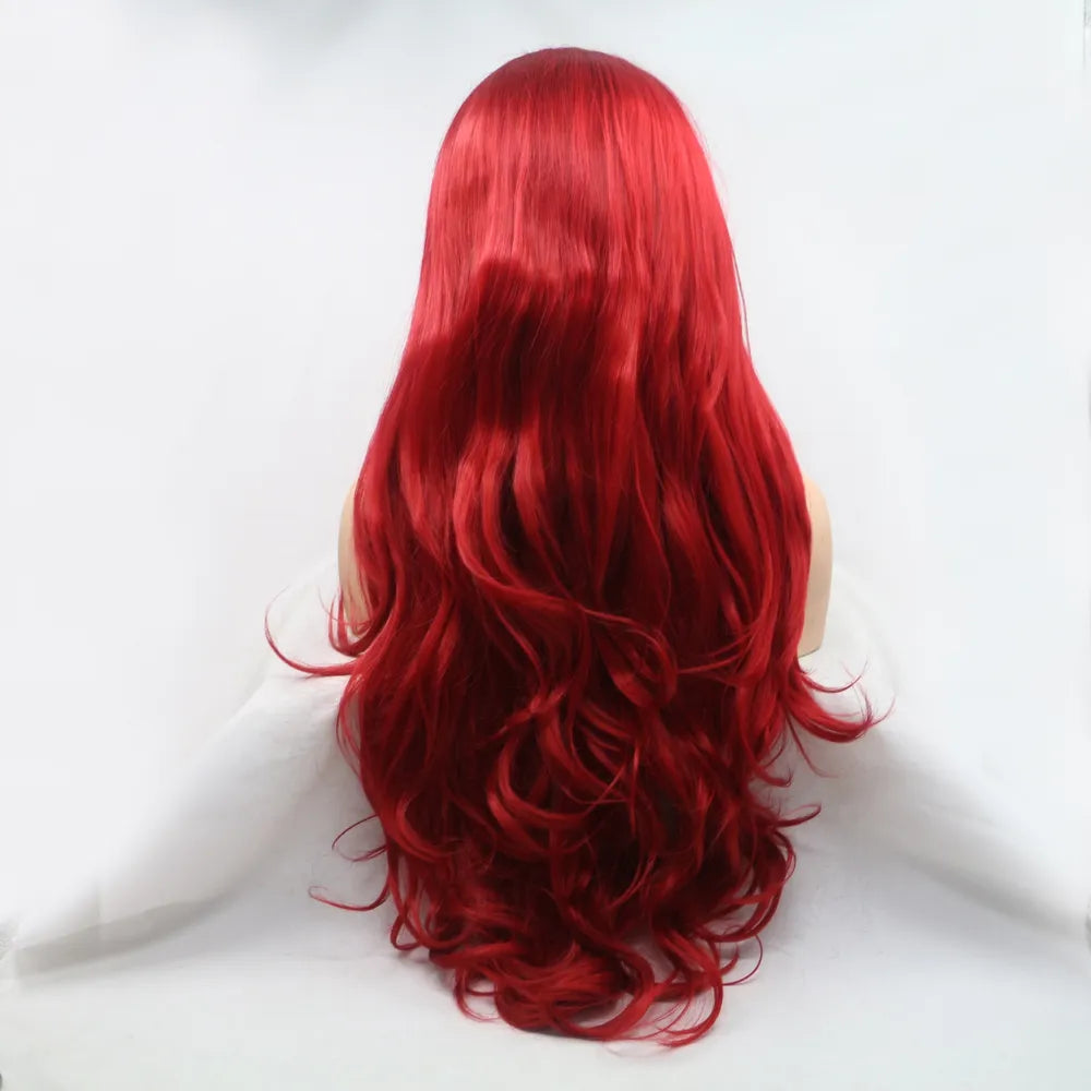 Red Synthetic Long Wavy Wig 24"