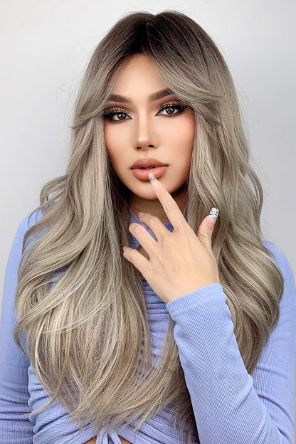Ash Blonde Balayage Full Machine Long Wave Wigs 26''