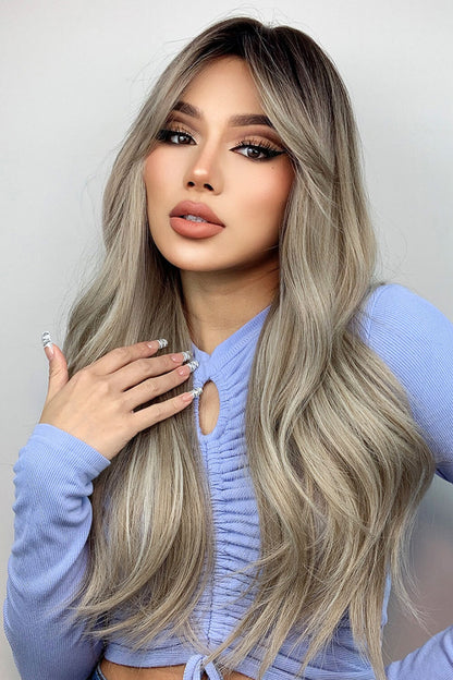 Ash Blonde Balayage Full Machine Long Wave Wigs 26''