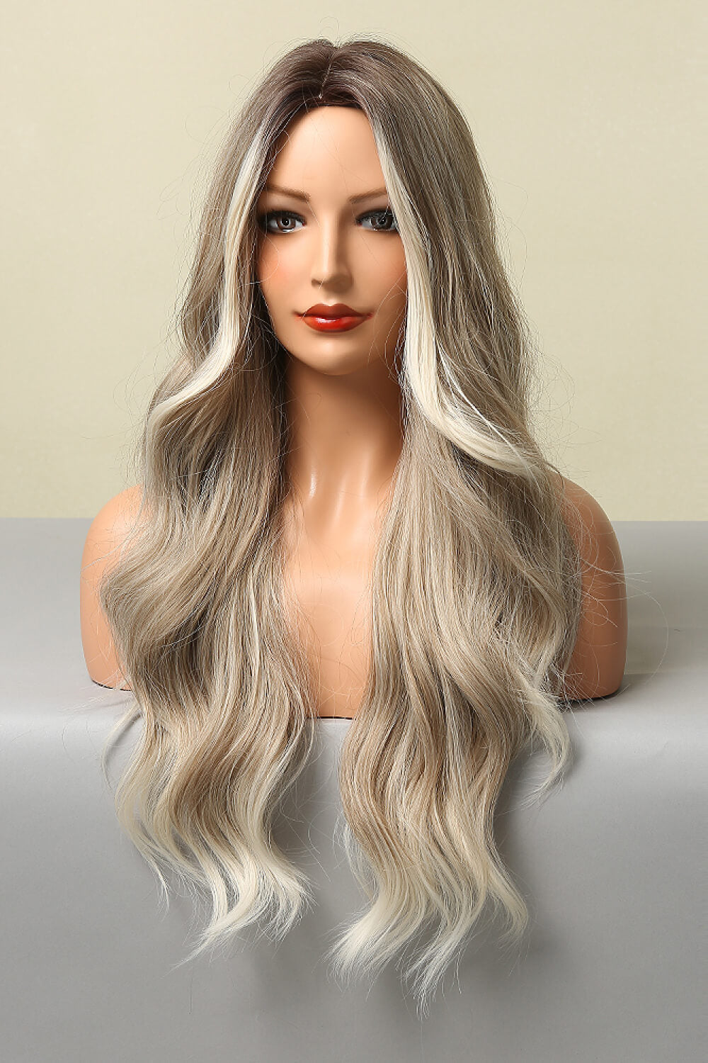 Light Brown/Blonde Balayage Full Machine Made Long Wave Wigs 26''