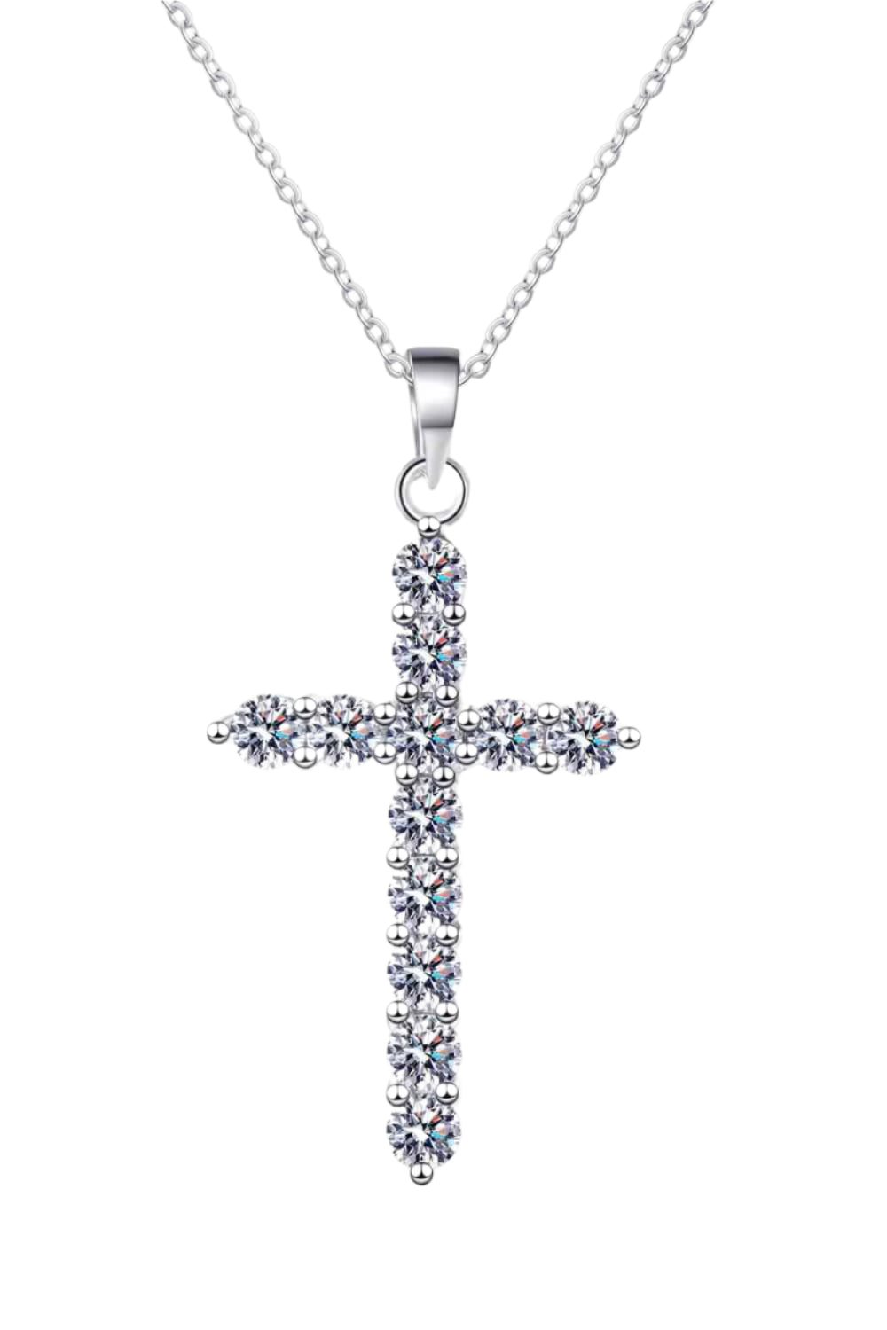 Moissanite Cross Pendant Chain Necklace