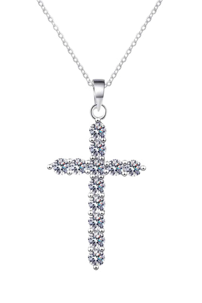 Moissanite Cross Pendant Chain Necklace
