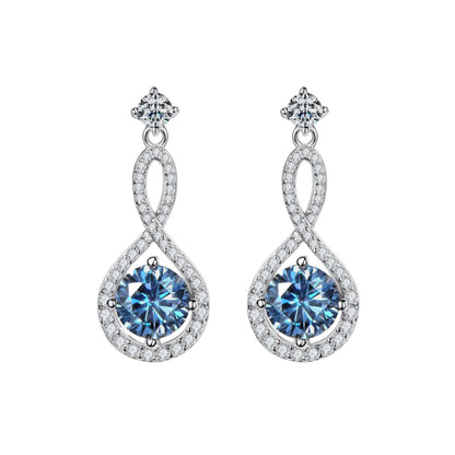 1 Carat Moissanite Sterling Silver Earrings royal blue