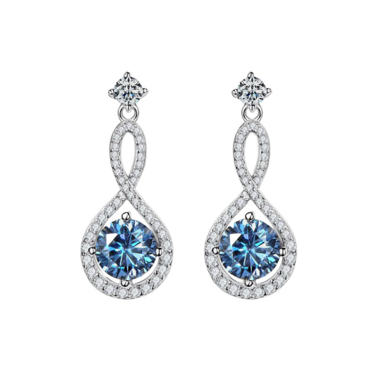 1 Carat Moissanite Sterling Silver Earrings royal blue