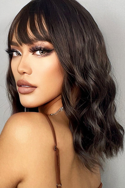 Black Natural Looking Synthetic Full Machine Bobo Wigs 12''