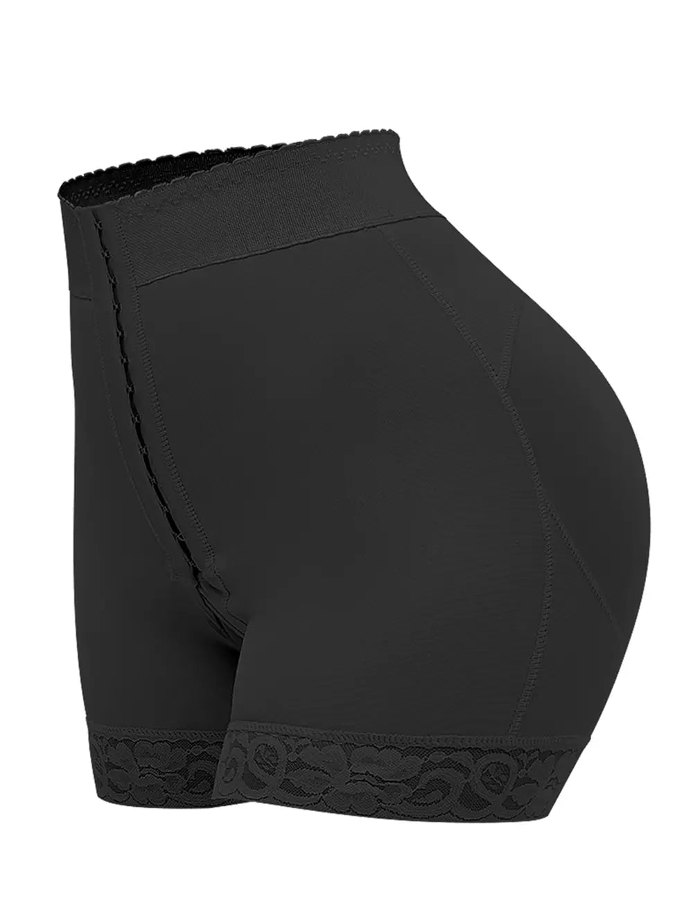 Black Full Size Lace Detail Hook-and-Eye Shaping Shorts