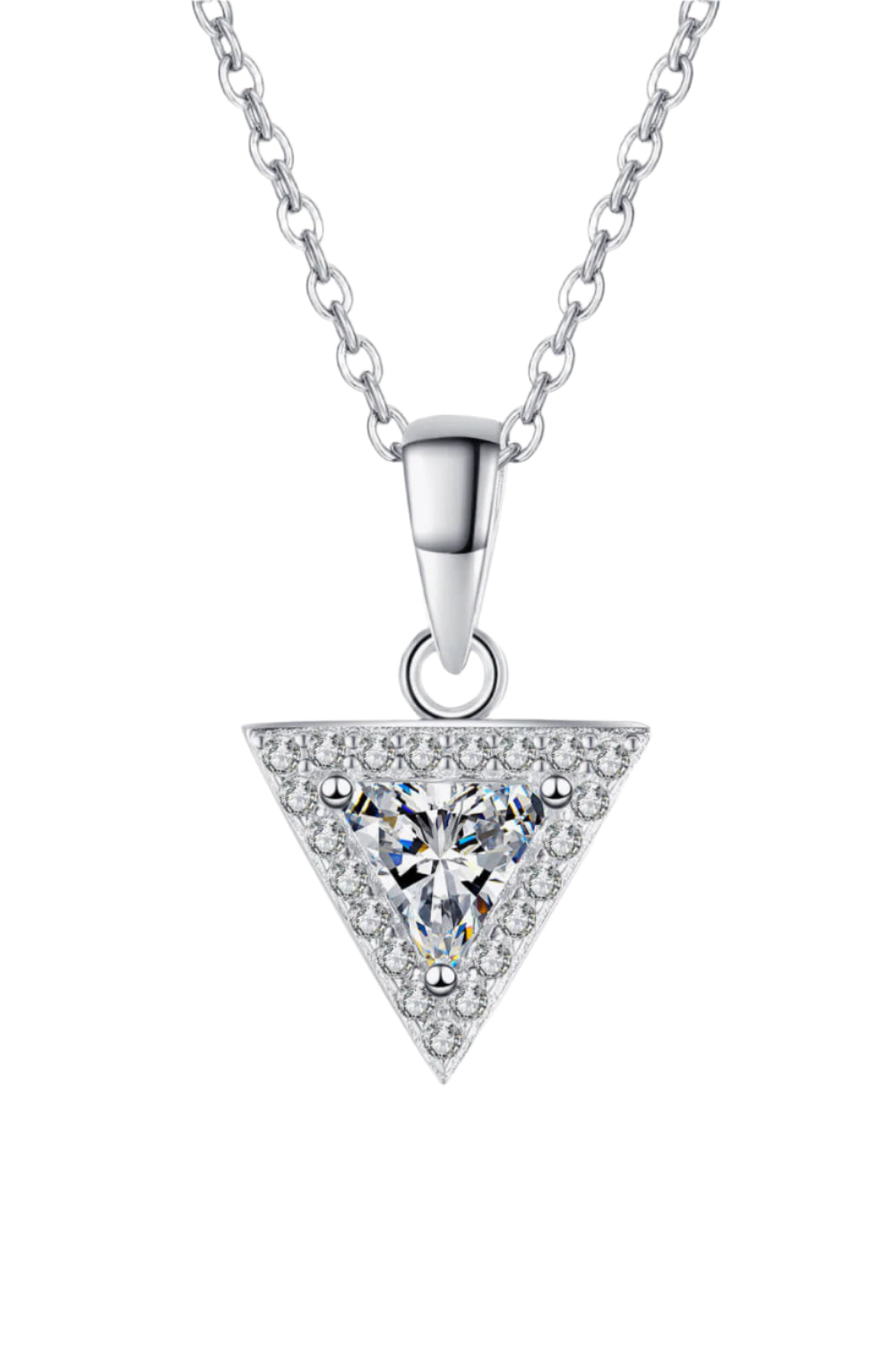 Sterling Silver Triangle Moissanite Pendant Necklace