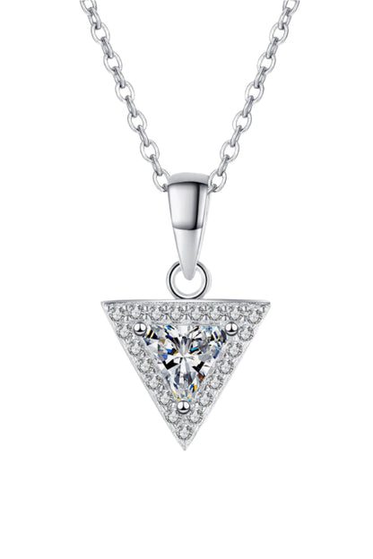 Sterling Silver Triangle Moissanite Pendant Necklace