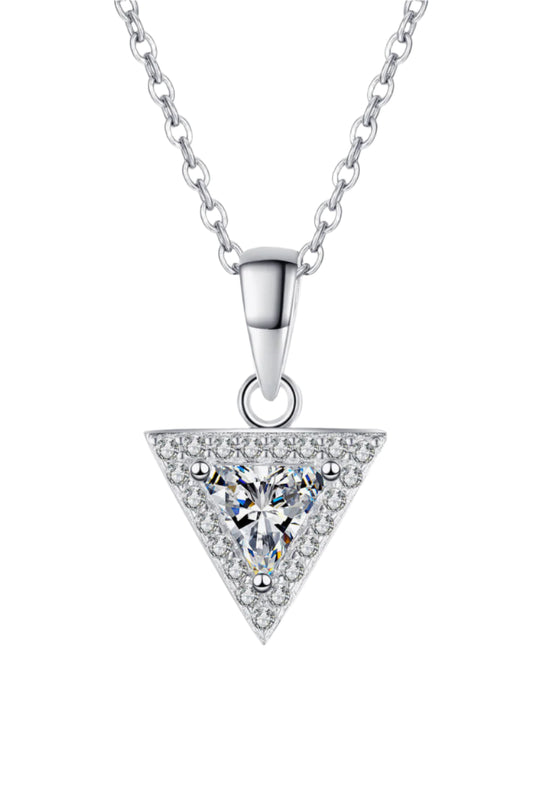 Sterling Silver Triangle Moissanite Pendant Necklace