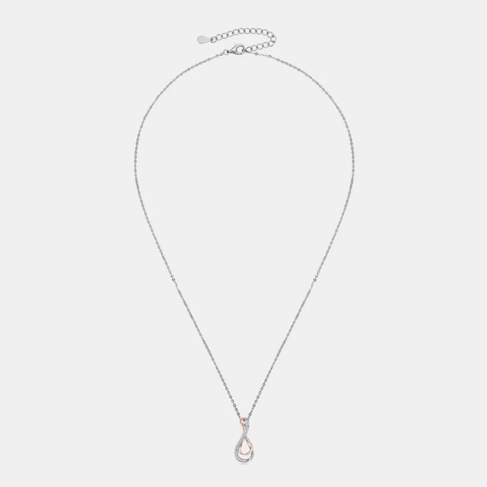 925 Sterling Silver Inlaid Moissanite Infinity Pendant Necklace