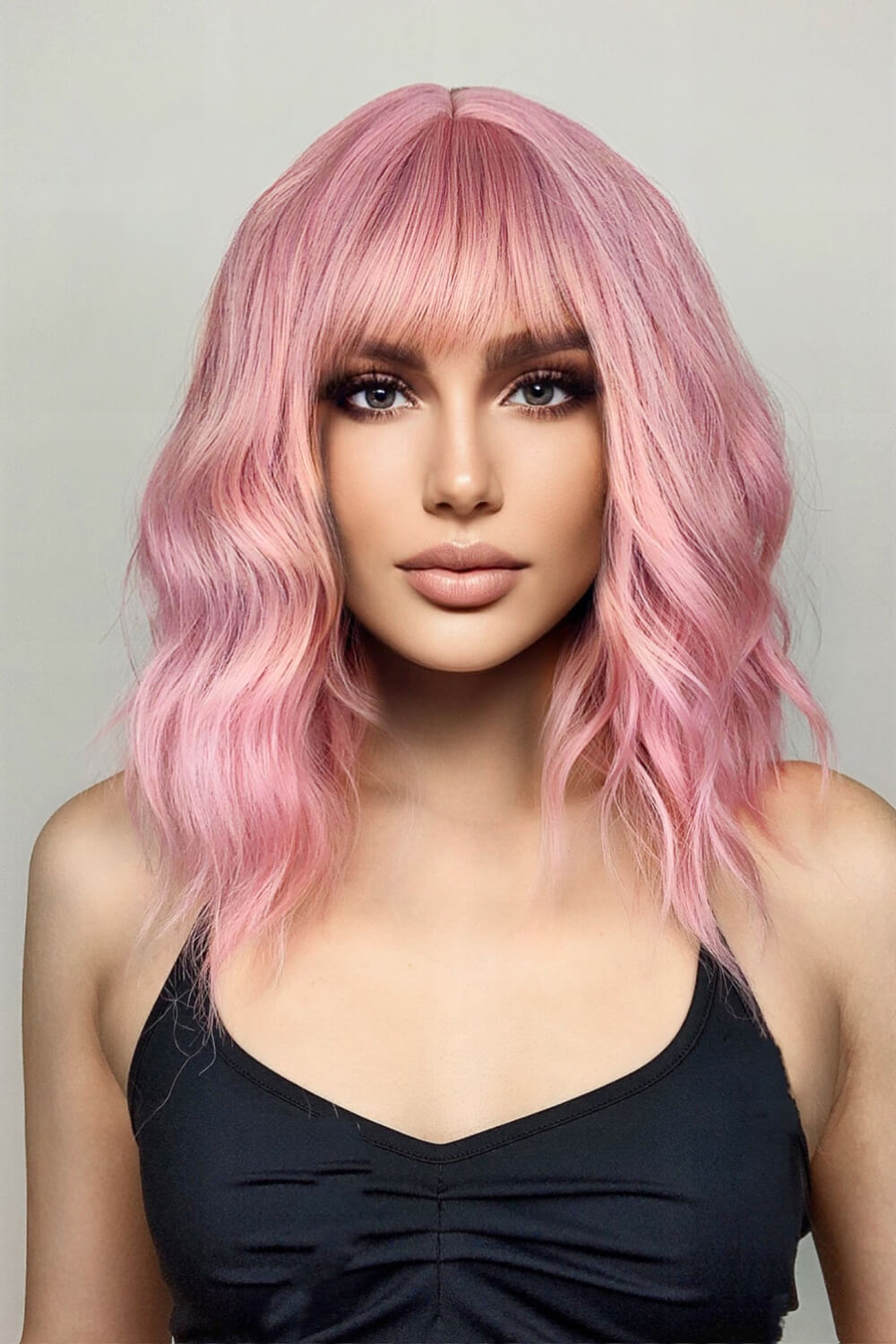 Pink Bobo Wave Synthetic Wigs 12''