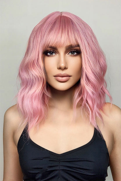 Pink Bobo Wave Synthetic Wigs 12''