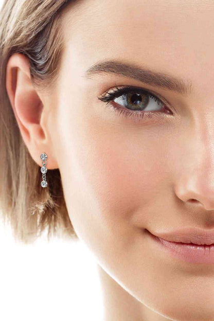 Moissanite 925 Sterling Silver Drop Earrings on ears