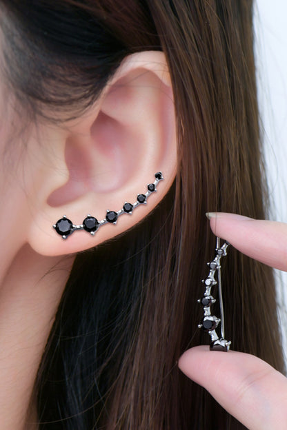 1.9 Carat Moissanite Sterling Silver Earrings black on ear