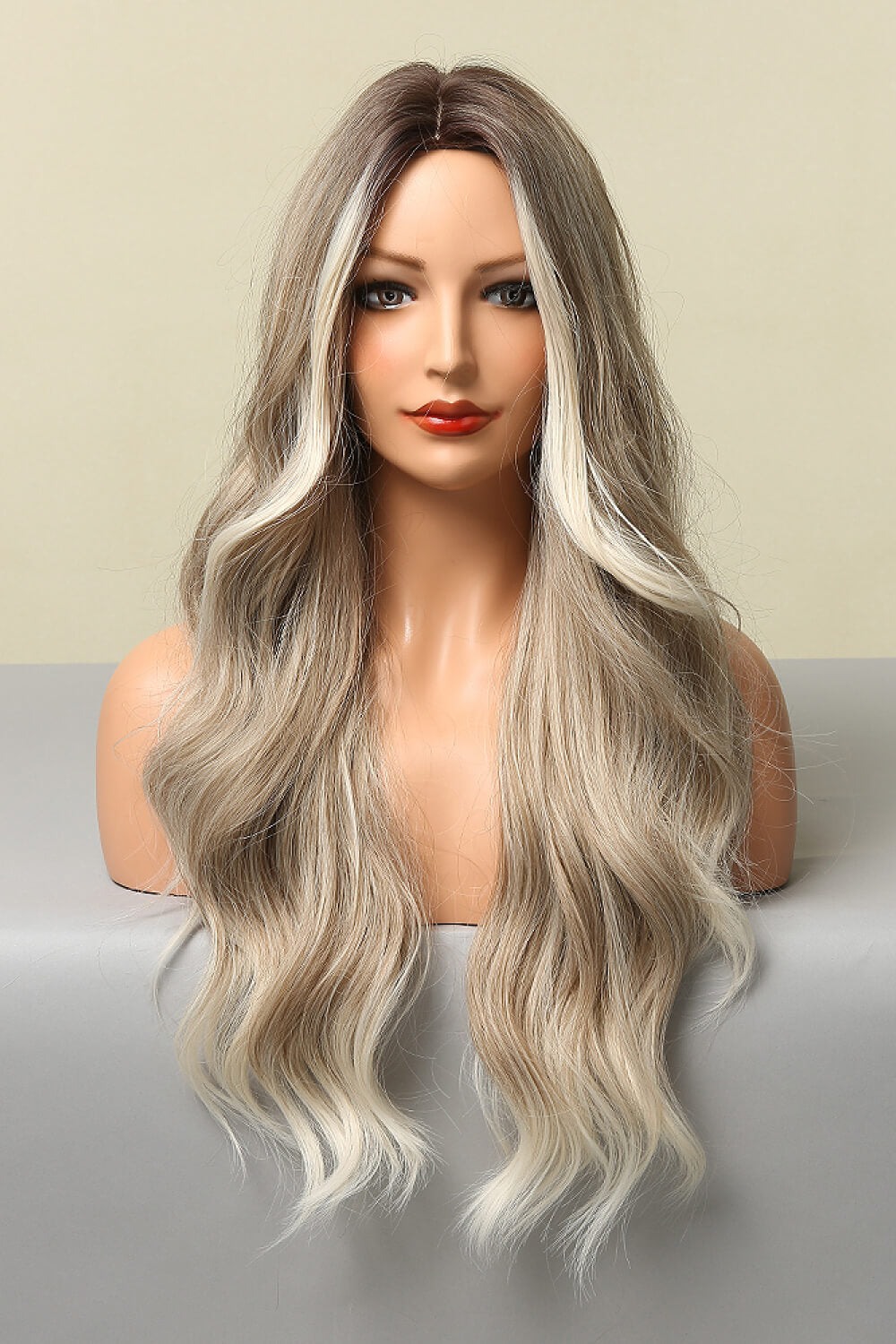 Light Brown/Blonde Balayage Full Machine Made Long Wave Wigs 26''
