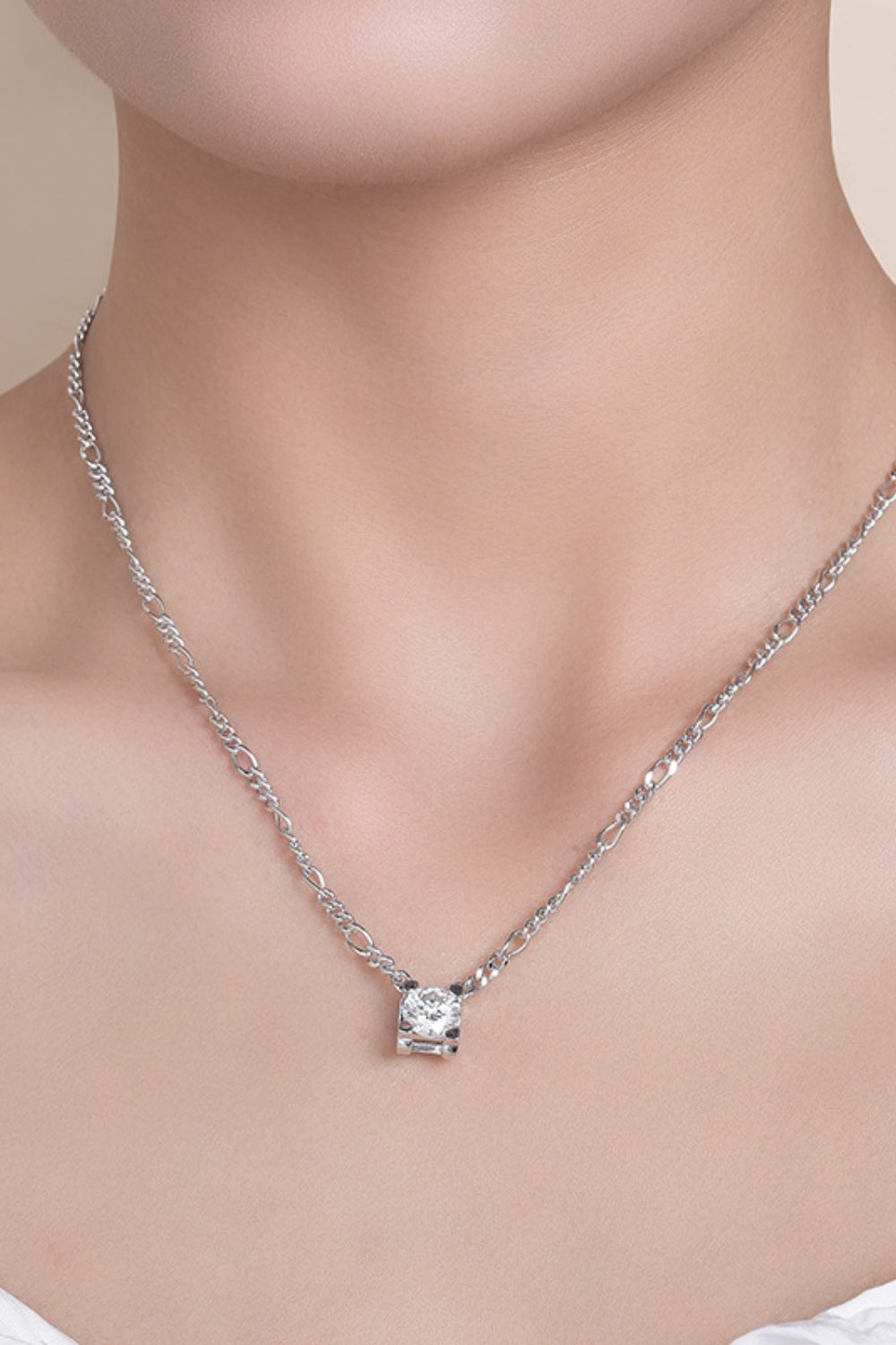 2 Carat Moissanite 925 Sterling Silver Pendant Necklace around neck