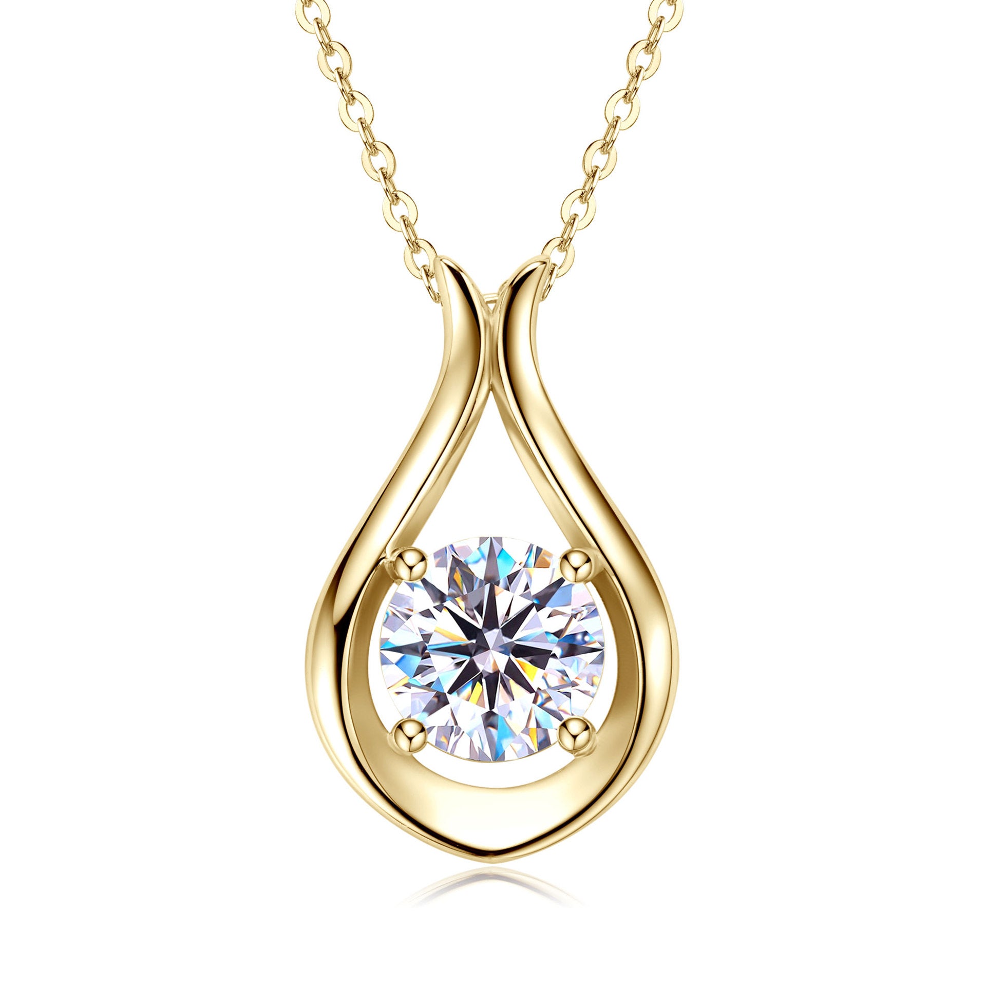 2 Carat Moissanite 925 Sterling Silver Pendant Necklace 18k gold-plated