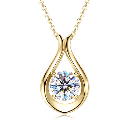 2 Carat Moissanite 925 Sterling Silver Pendant Necklace 18k gold-plated