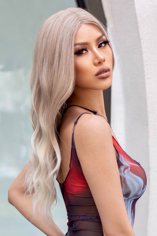 Medium Blonde Highlights Synthetic Long Wavy Wig 24"