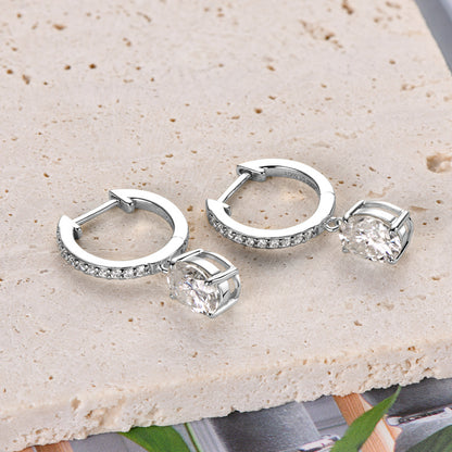 3 Carat Moissanite Sterling Silver Earrings on display