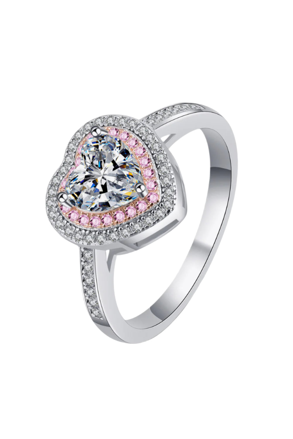 1 Carat Moissanite Heart 925 Sterling Silver Ring