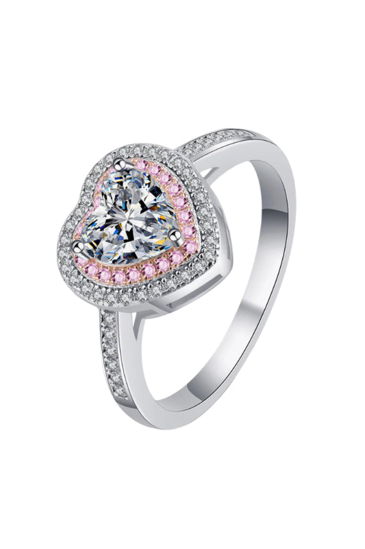 1 Carat Moissanite Heart 925 Sterling Silver Ring