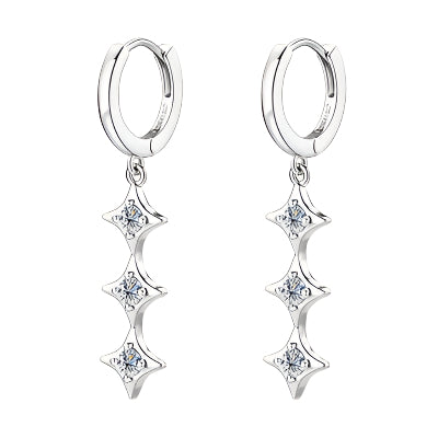 Moissanite 925 Sterling Silver Geometric Shape Earrings