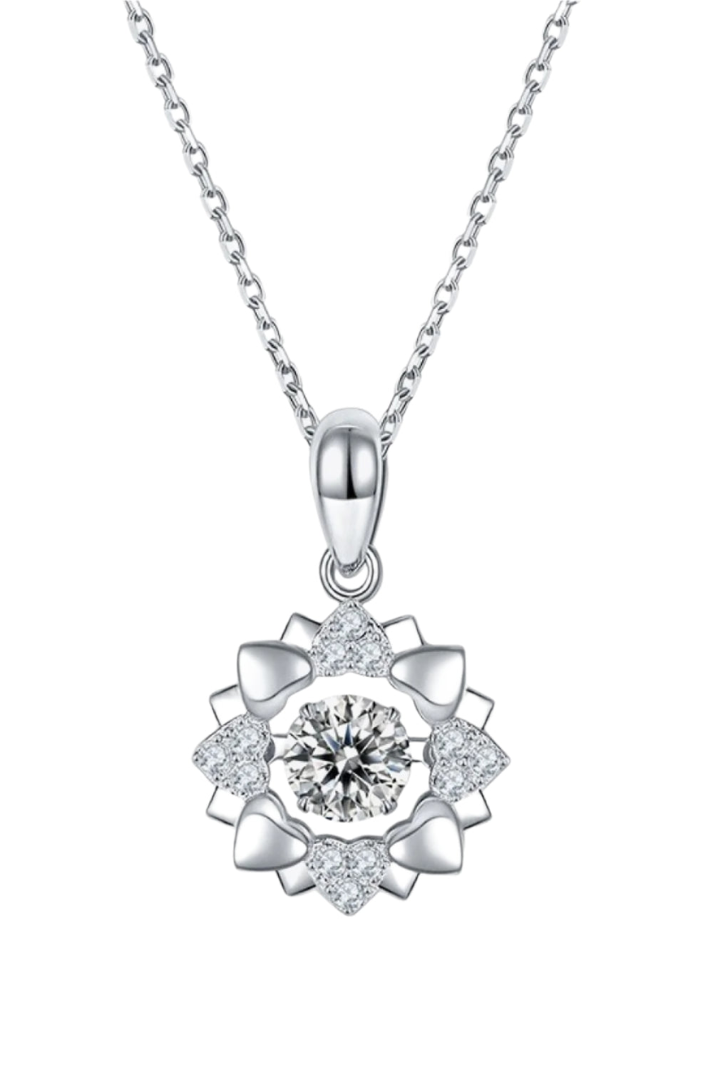 Moissanite Flower Shape Pendant Necklace