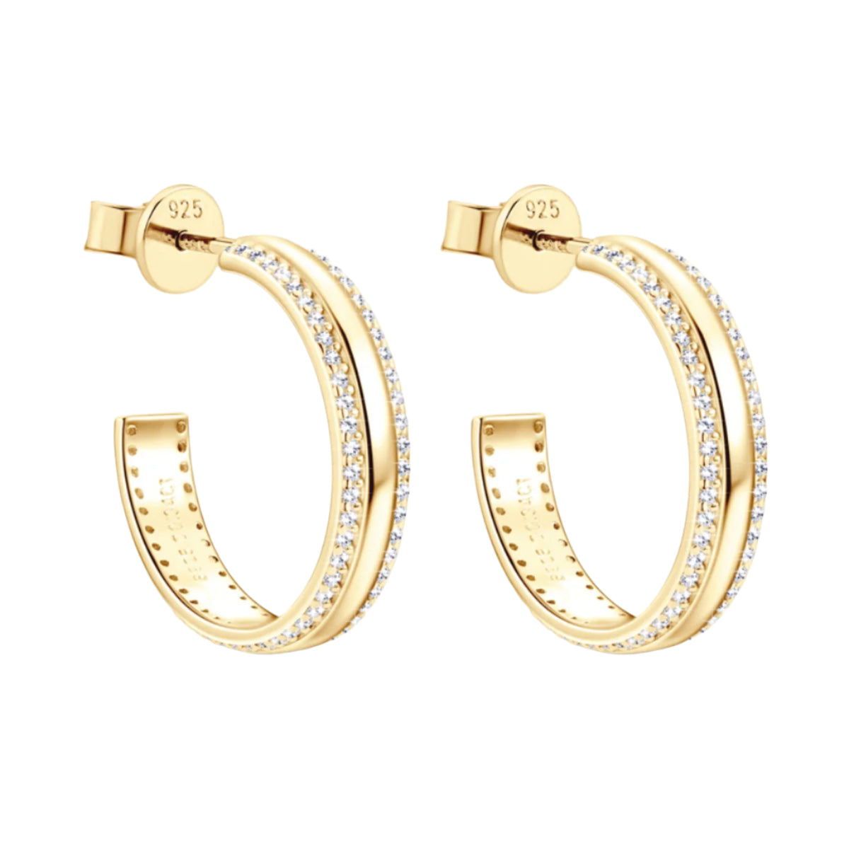 18K gold-plated Inlaid Moissanite C-Hoop Earrings