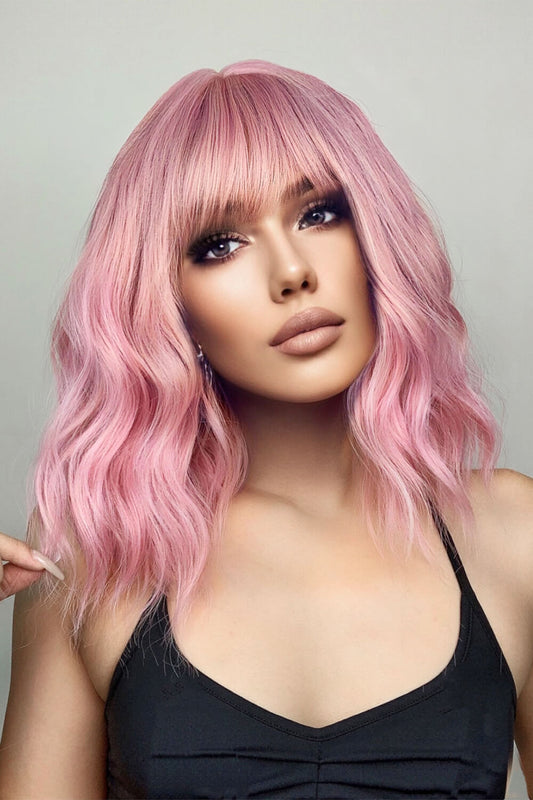 Pink Bobo Wave Synthetic Wigs 12''