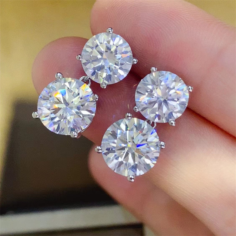 10 Carat Moissanite Sterling Silver Earrings