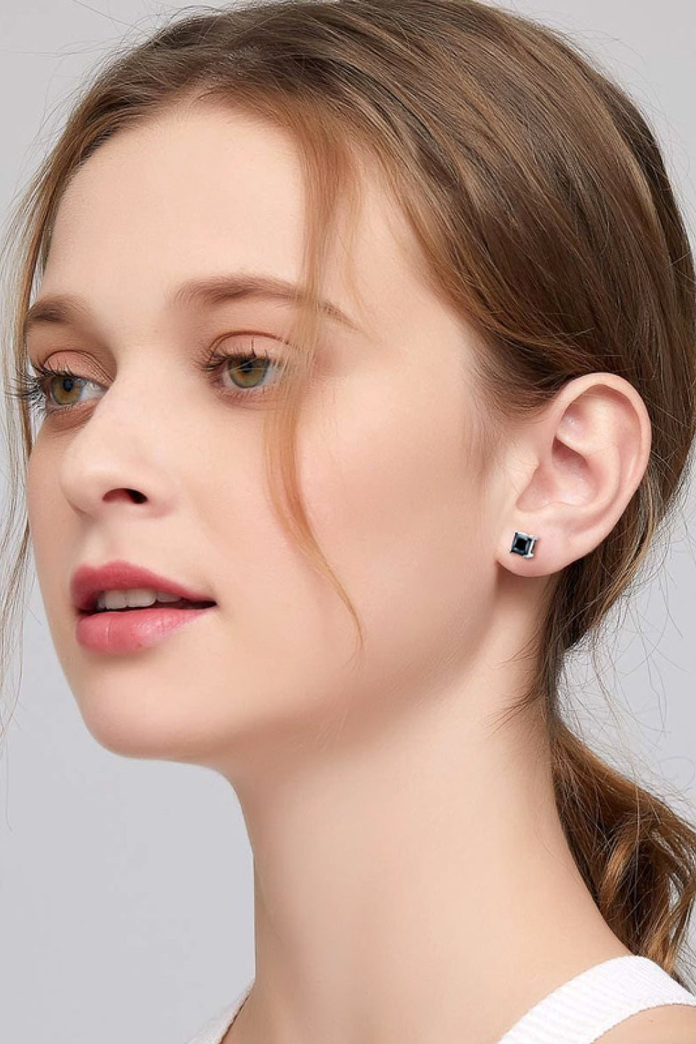 Sterling Silver Square Moissanite Stud Earrings