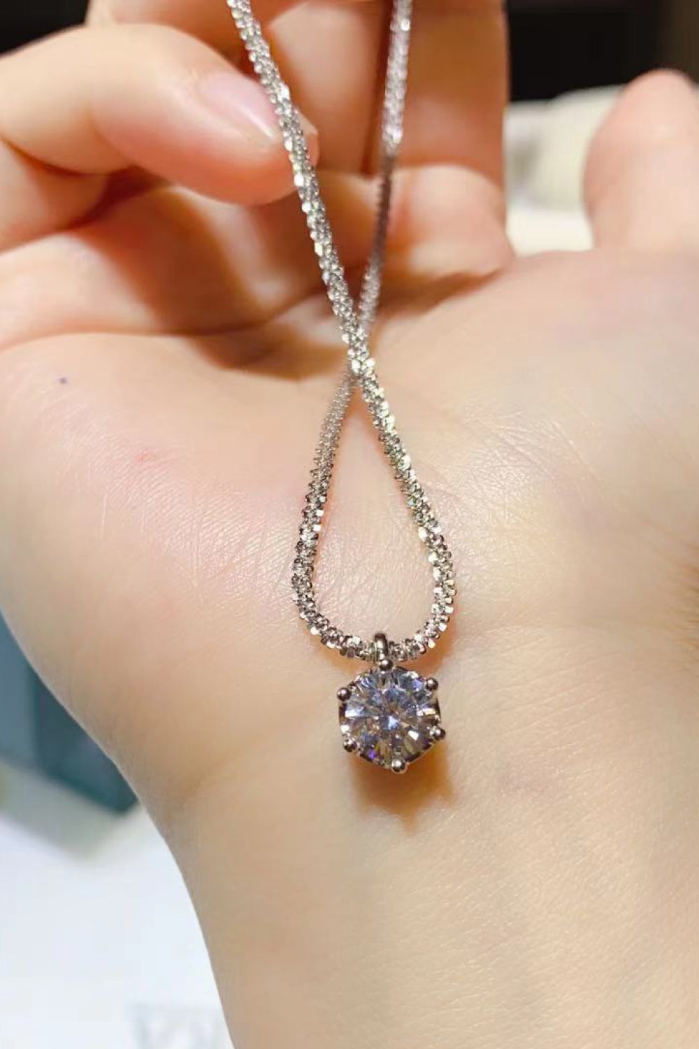 1 Carat Moissanite Sterling Silver Necklace