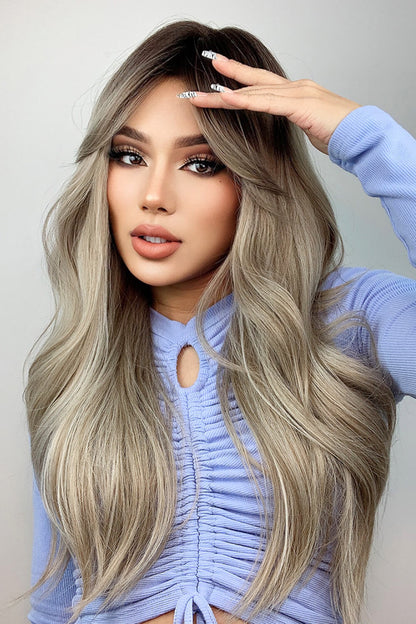 Ash Blonde Balayage Full Machine Long Wave Wigs 26''