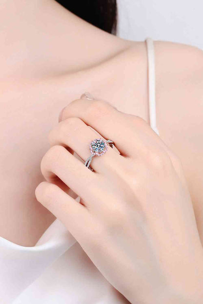 1 Carat Moissanite Flower-Shaped Crisscross Ring on finger