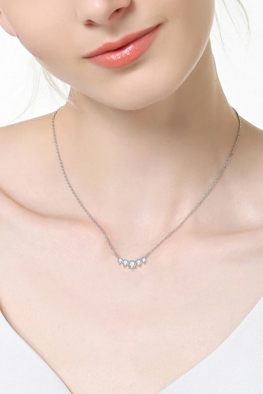 Moissanite Pendant Necklace around neck