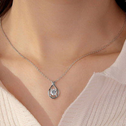 2 Carat Moissanite 925 Sterling Silver Pendant Necklace around neck