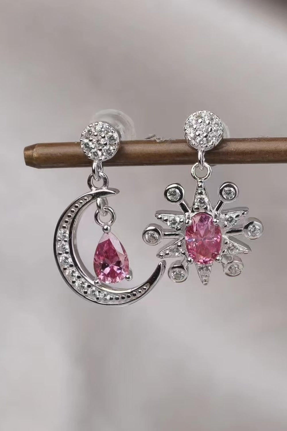 2 Carat Moissanite Sterling Silver Moon & Star Earrings