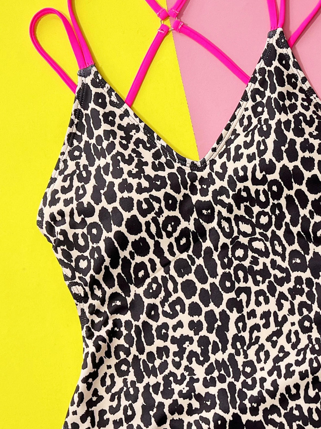 Leopard Plunge Spaghetti Strap One-Piece Swimwear 
