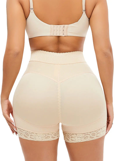 Tan Full Size Lace Detail Hook-and-Eye Shaping Shorts