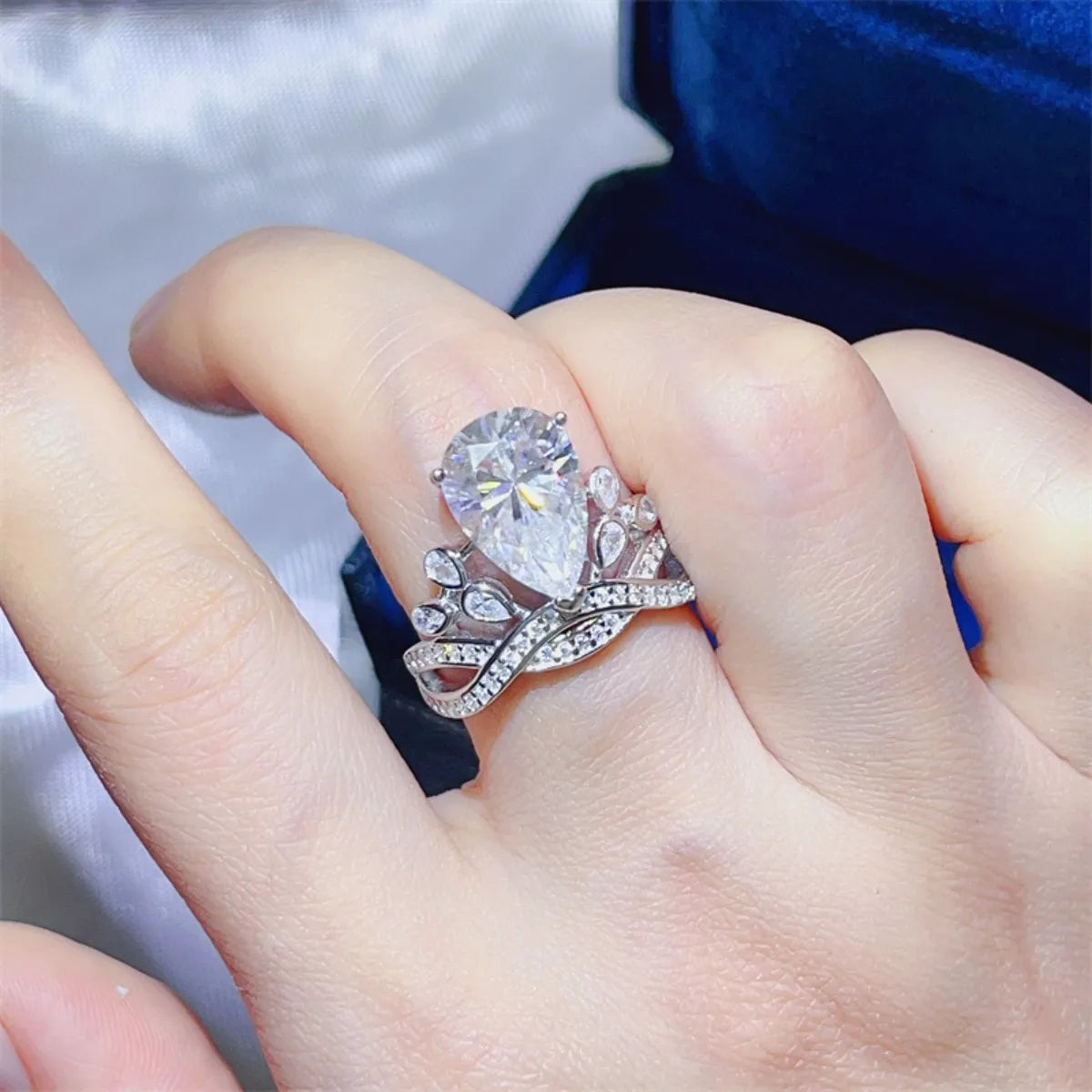 5 Carat Moissanite 925 Sterling Silver Ring on finger