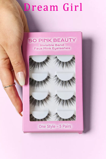 SO PINK BEAUTY Faux Mink Eyelashes Variety Pack 5 Pairs